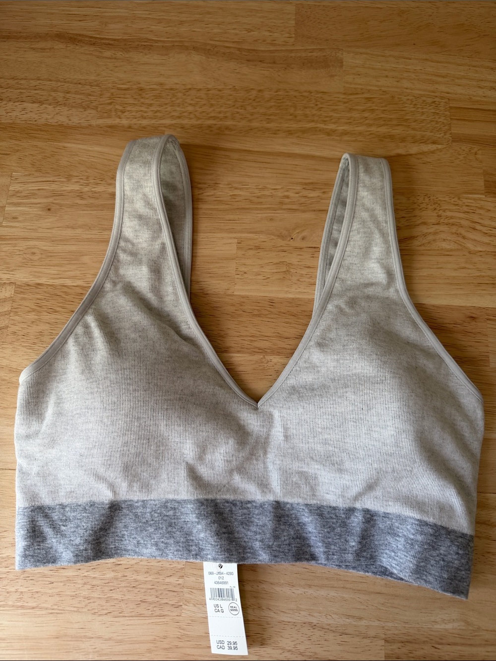 Aerie Super Chill wireless bra. Size large. Removable pads included. Gray. NWT!